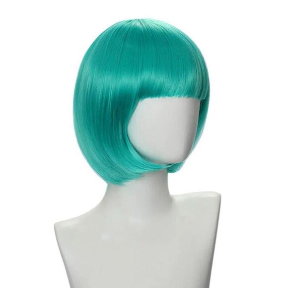 2/$30 NEW Short Bob Teal Aqua Wig with Bangs Role CosPlay Dress Up Halloween - Picture 2 of 6